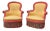 Pair of Large Napoleon III Armchairs in Gold and Red For Sale