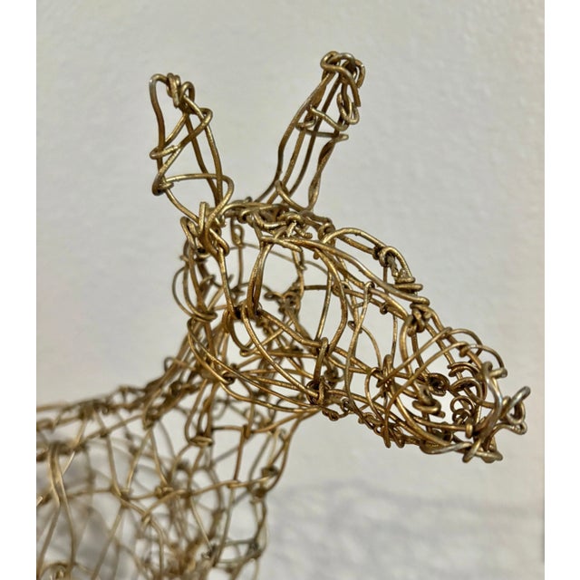 Mid-Century Modern Wire Dog Sculpture by Artist Degen (14.5" High), Signed For Sale - Image 3 of 7