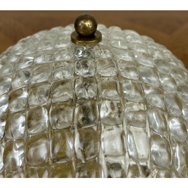 Vintage French Brass Ceiling Lamp in Glass For Sale - Image 9 of 16