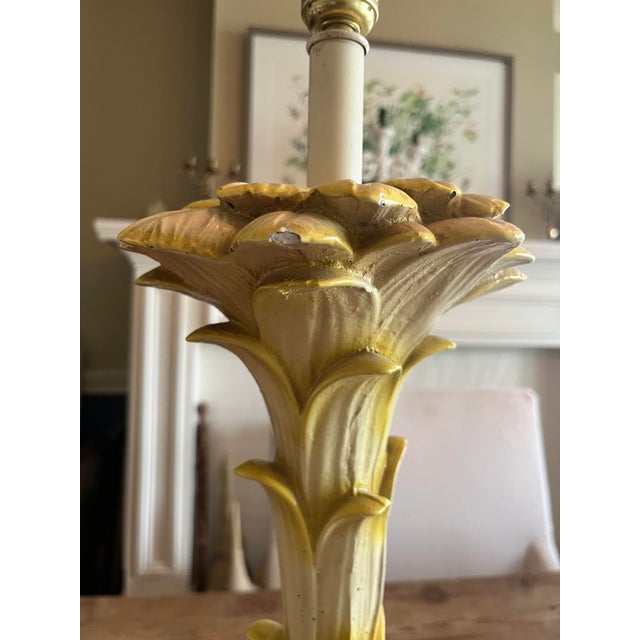 Hollywood Regency Pair of Vintage Hollywood Regency "Manner of Serge Roche" Plaster Palm Tree Table Lamps For Sale - Image 4 of 12