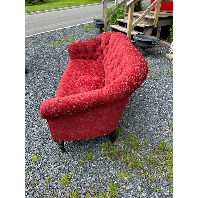 Traditional Arhaus Upholstered Tufted Loveseat For Sale - Image 3 of 7