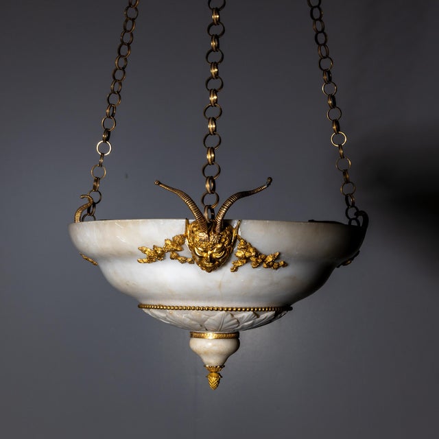 Stone Alabaster Ceiling Light, Vienna, Austria, Early 19th Century For Sale - Image 7 of 12