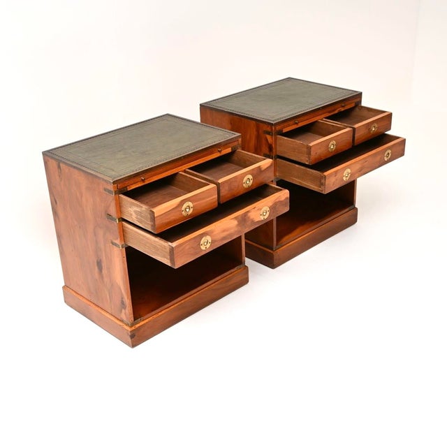 Wood Antique Yew Wood Bedside Tables, 1930, Set of 2 For Sale - Image 7 of 11