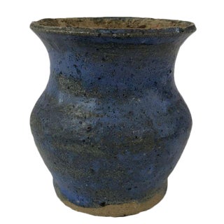 Rustic Blue Clay Vase For Sale