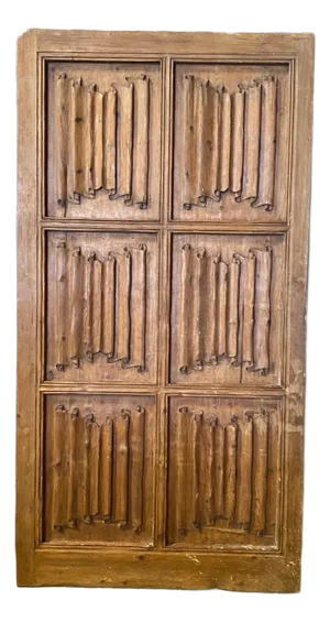 Museum Quality French Early Monumental Tall Six Panel Carved Oak Linenfold Door
