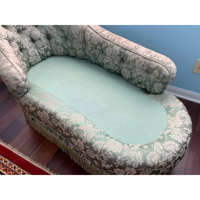 Silk Upholstered Antique Chaise For Sale - Image 9 of 12