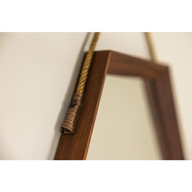 Vintage Italian Hexagonal Mirror in Teak, Italy, 1960s For Sale - Image 4 of 5