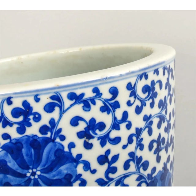 Chinese Antique Chinese Blue and White Jardiniere For Sale - Image 3 of 5
