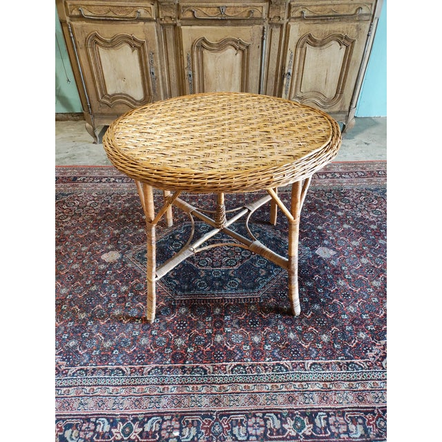 Mid-Century Modern 1960s Mid-Century Rattan Barrel Back Lounge Chairs & Wicker Coffee Table – Set of 5 For Sale - Image 3 of 13