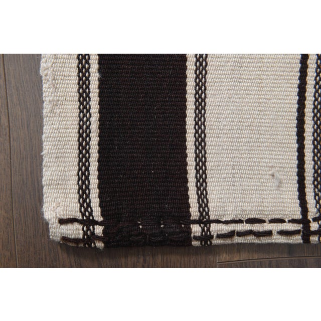 1970s Vintage Handmade Wool Cotton White Runner Rug For Sale - Image 4 of 11