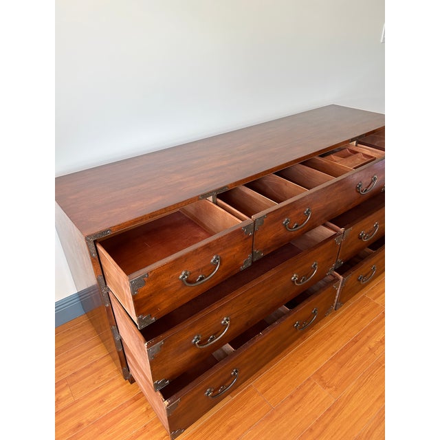 Campaign Henredon Asian/Japanese Tansu Campaign Dresser For Sale - Image 3 of 11