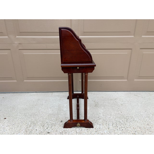 Vintage Federal Mahogany Library Book Stand With Pull-Out Drink Trays For Sale - Image 15 of 15