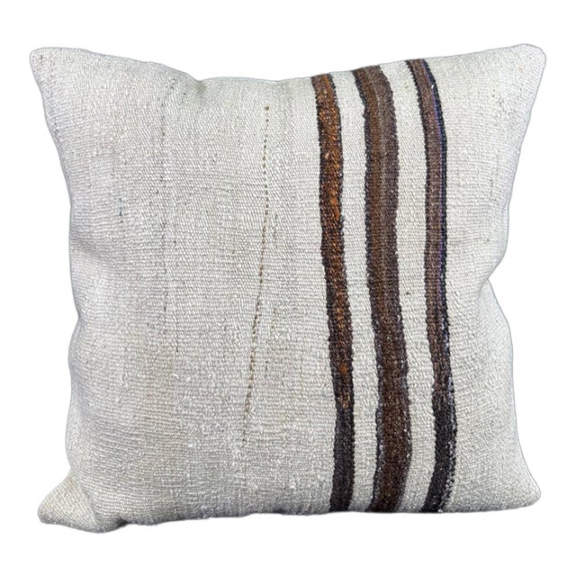 Turkish Hemp Pillow Cushion Natural Beige Brown Pillow Cushion Cover 24x24 For Sale