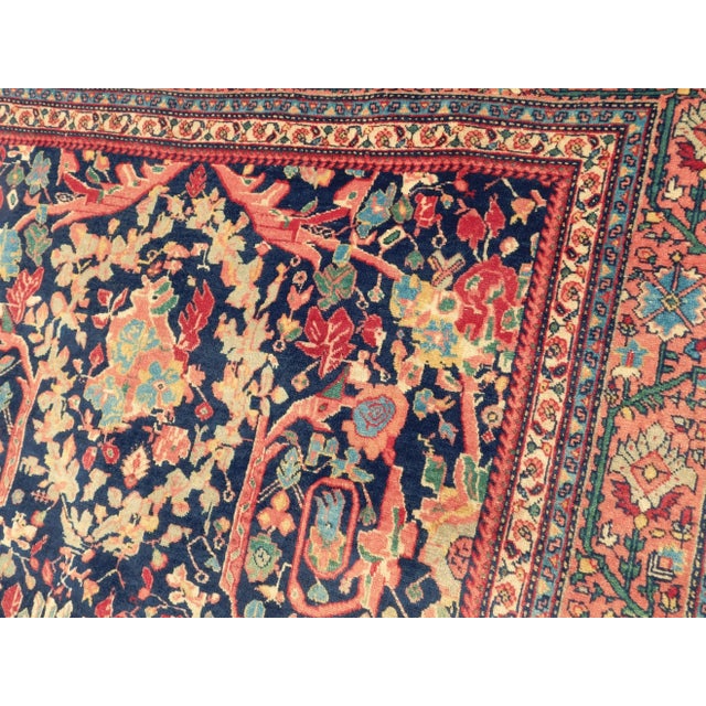 Blue 1920s Antique Persian Tabriz Rug-4'7"x 6'6" For Sale - Image 8 of 12
