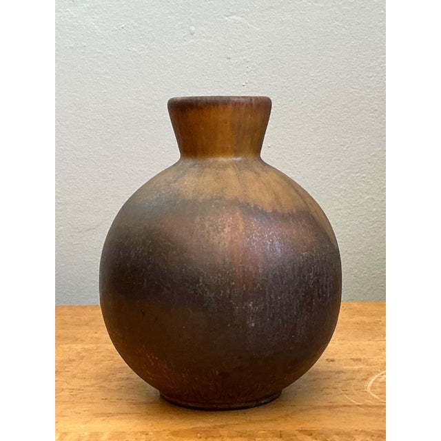 Vintage Brown Glazed Ceramic Vase For Sale - Image 4 of 14