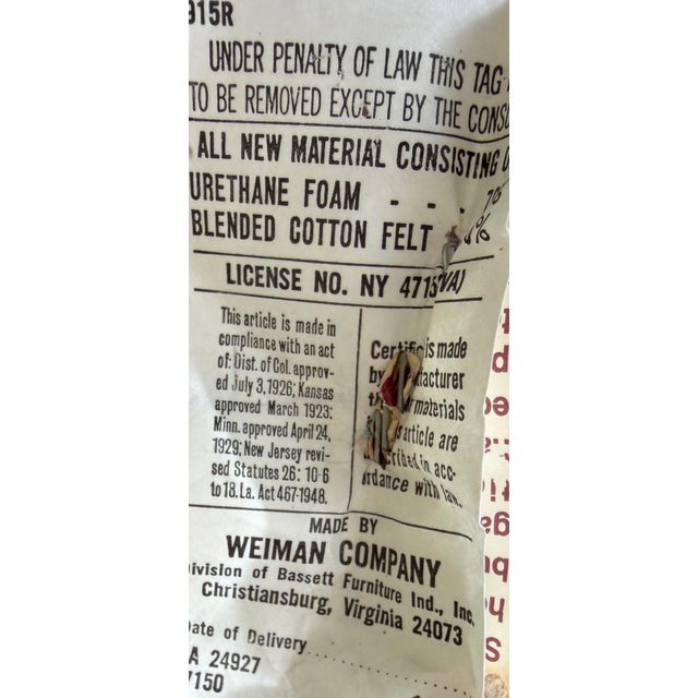 Weiman Vintage Weiman M.Fillmore Harty Modern Bolster Back Chair For Sale - Image 4 of 4