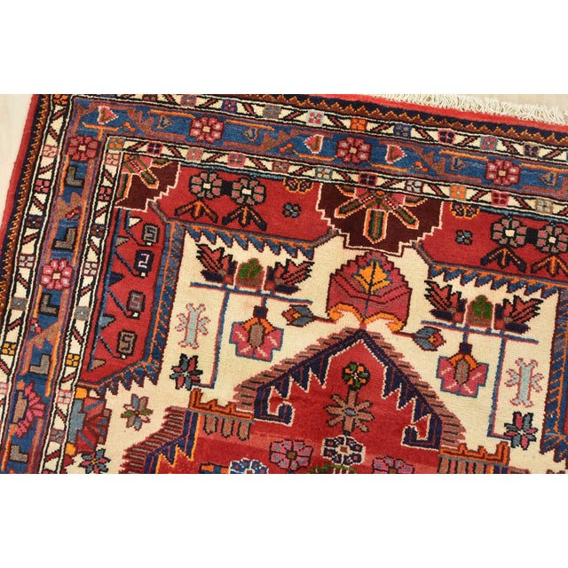 Zanjan Rug 3'10'' X 4'8'' Ivory Wool Vintage Tribal Hand-Knotted Oriental Carpet For Sale In Philadelphia - Image 6 of 12