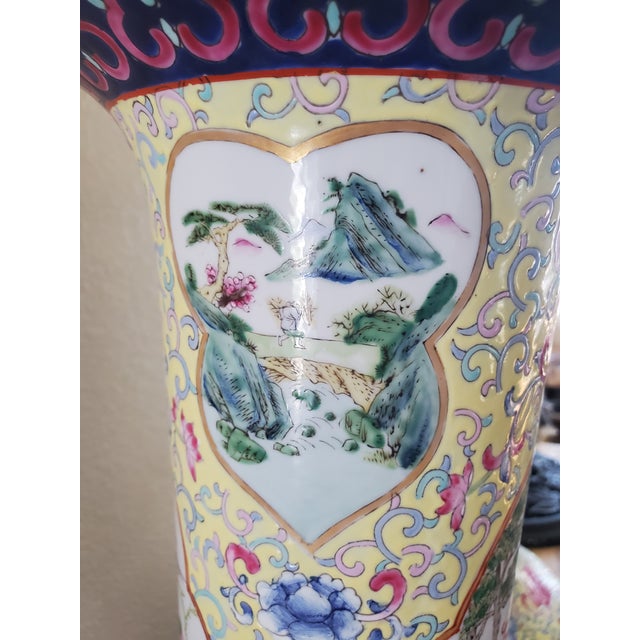 Large Pair of Chinese Famille Rose Vases, Qing Dynasty 19th Century For Sale - Image 11 of 12