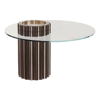 Modern Art Deco Side Table in Lacquered Dark Wood with Glass from Kabinet For Sale