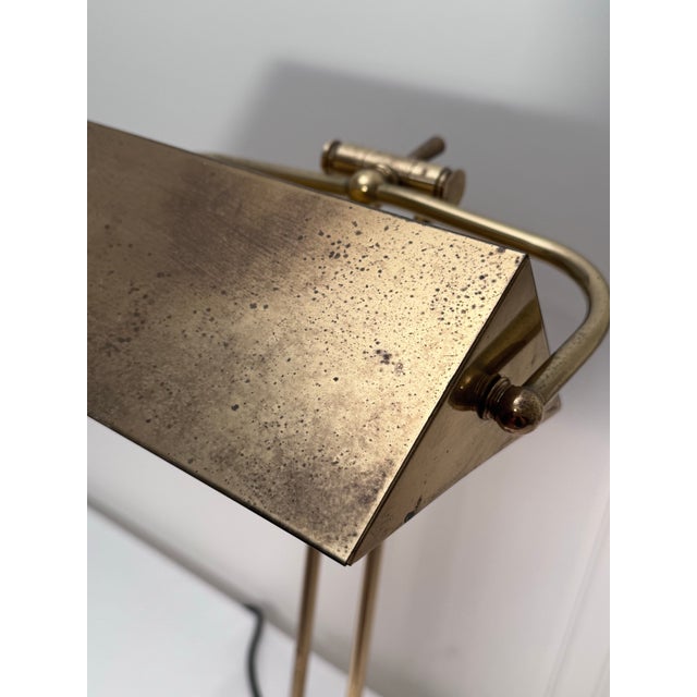 Vintage Traditional Patinated Brass and Black Marble Tabletop Adjustable Desk Lamp For Sale In Houston - Image 6 of 12
