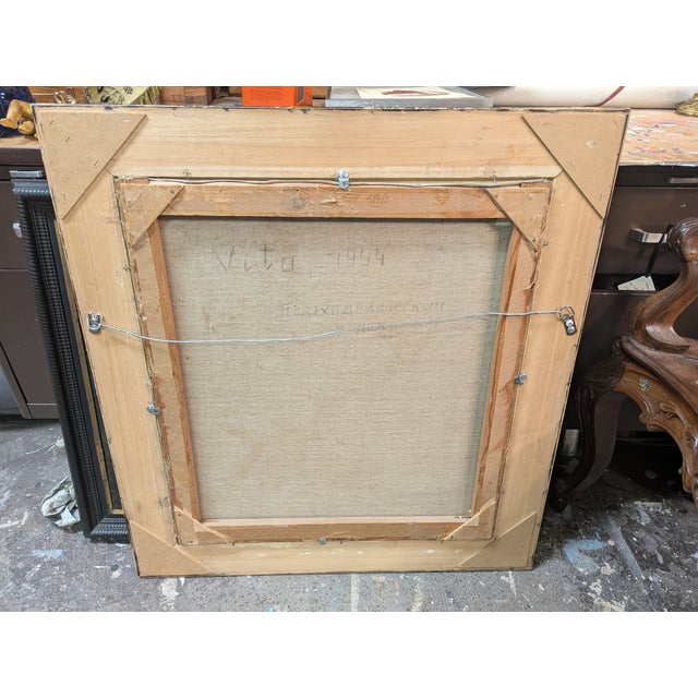 Orange 1990s Original Oil Painting After Gustav Klimt For Sale - Image 8 of 11