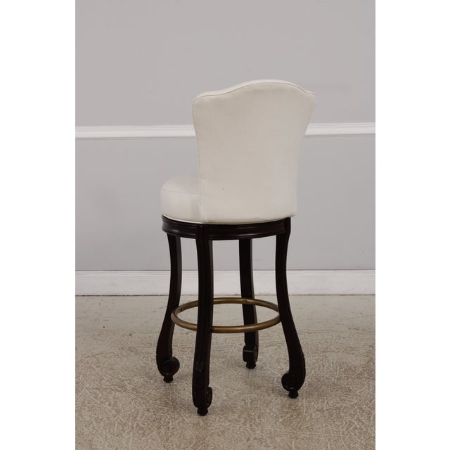 Animal Skin Set of 4 White Leather Revolving Seat Bar Stools For Sale - Image 7 of 17