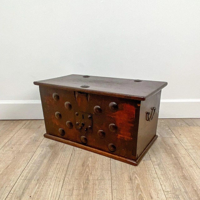Spanish 19th Century Continental Strong Box With Iron Decoration For Sale - Image 3 of 8
