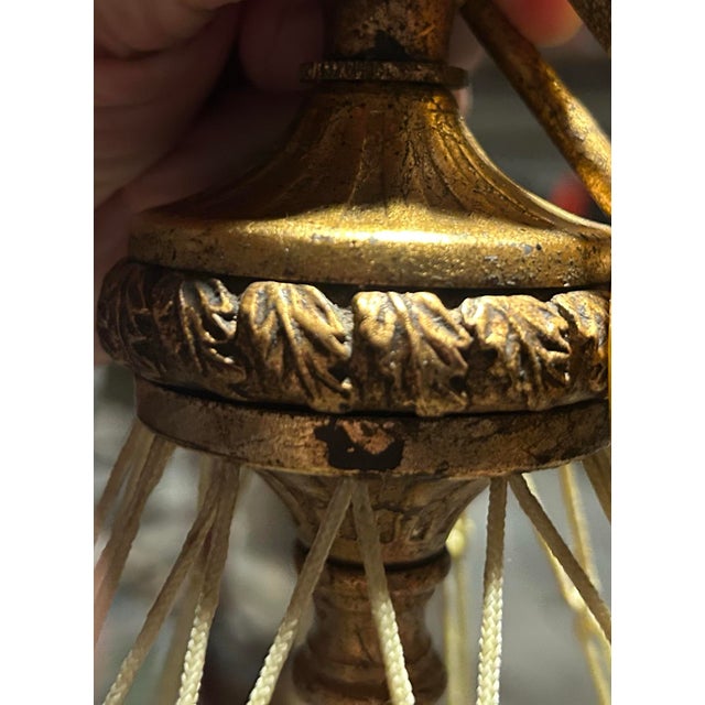 1990s 1990s Pasquale Miranda for Feiss, 24” Hollywood Regency Etched Authentic Alabaster Chandelier Seller Offering Free Chairish in Home Delivery For Sale - Image 5 of 12