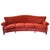Wood Large Semi-Circular Wingback 4-Seater Sofa in Orange Velvet, 1950s For Sale - Image 7 of 7
