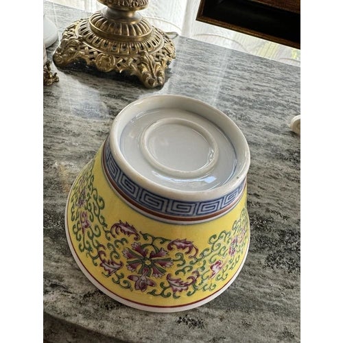 1910s Intage Republic Era Chinese Yellow Famile Jaune Serving Bowl 6" Diameter For Sale - Image 9 of 9