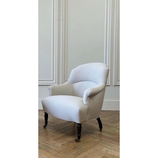 Vintage Reproduction Style Club Chair in Natural Cotton Canvas For Sale - Image 13 of 13