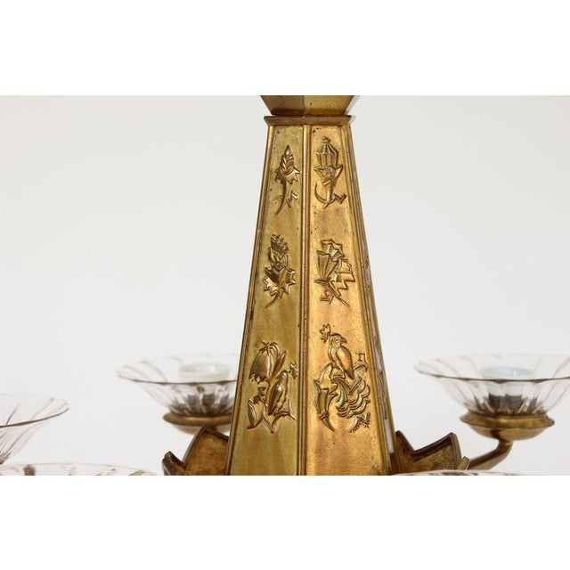 Metal Chandelier with Bird Motifs in the style of Dagobert Peche, 1920s For Sale - Image 7 of 18