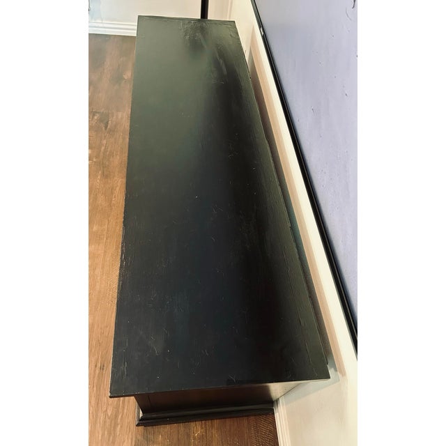 Black Vintage Black Oak Wood Sideboard Buffet, 6-Door Raised Panel Freestanding Cabinet For Sale - Image 8 of 8