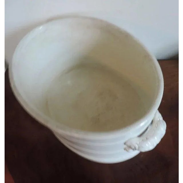 Ceramic 19th Century English White Porcelain Handled Footbath Planter or Cachepot For Sale - Image 7 of 11