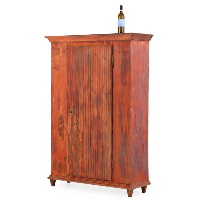 Brick Red Swedish Provincial Painted Armoire / Cupboard, Late 19th C. For Sale - Image 8 of 8