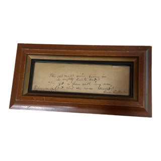 Vintage Handwritten Quote, Signed and Framed For Sale