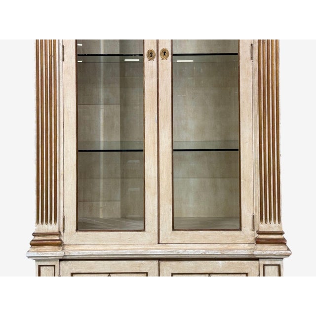 Cream French Regency, Monumental Bookcases, Cream Painted Wood, Gilt, France, 19th C. For Sale - Image 8 of 18