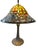 Traditional Late 20th Century Art Nouveau Style Stained Glass Table Lamp With Floral Shade & Cast Leaf Base For Sale - Image 3 of 7