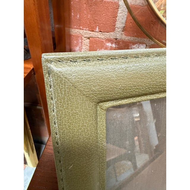Italian Vintage Italian Olive Green Leather Picture Frame, 1970s For Sale - Image 3 of 6