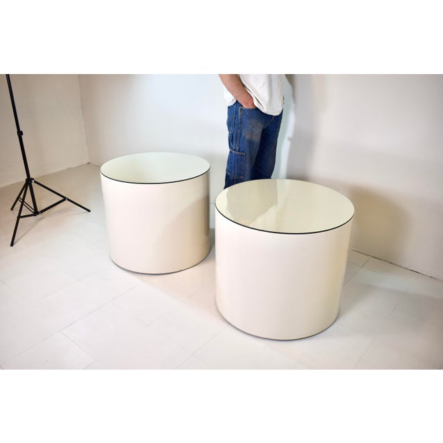 1970's Paul Mayen Large Drum Side/End Tables, Pair For Sale In Philadelphia - Image 6 of 7