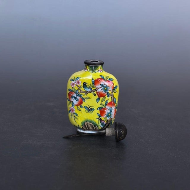 Late 19th Century Late 19th Century Cloisonné Enamel Snuff Bottle With Bird and Flower Motif, 65g For Sale - Image 5 of 9
