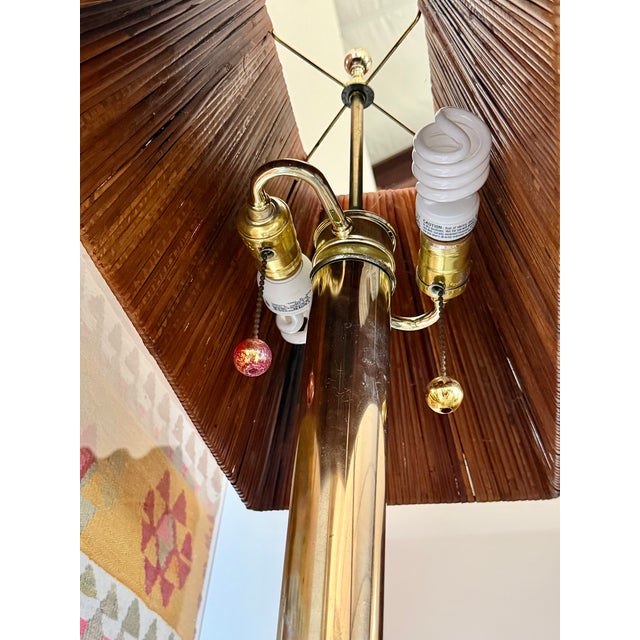Paavo Tynell-Style Split Reed Table Lamp Organic Modern Brass Scandinavian-Style For Sale - Image 18 of 18