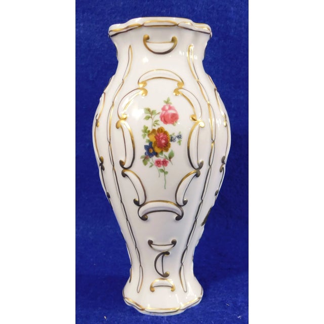 Beautiful Royal Dux Bohemia porcelain floral vase. 24 karat gold accents. Made in Czech Republic - Circa 1960s/1970s....