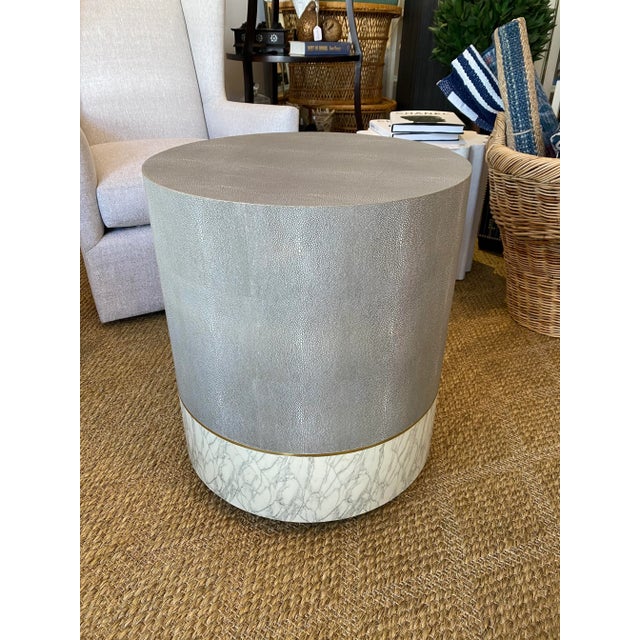 Made Goods Faux Shagreen and White Marbleized Resin Side Table For Sale - Image 9 of 9