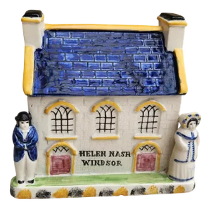 Antique Pottery Wesleyan Chapel Money Box with Helen Nash Windsor Inscription, 1850s