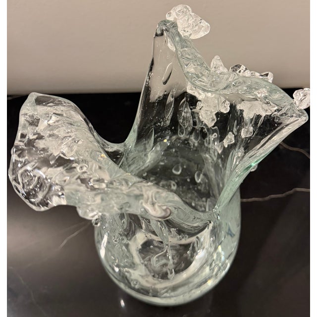 Sculptural “Dual Wave” Art Glass Vase by Studio a / Global Views For Sale - Image 9 of 15
