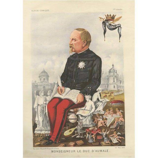 After A. Bisetsky, Monseigneur the Duke of Aumale, French Caricature, 1884, Chromolithograph For Sale - Image 10 of 10