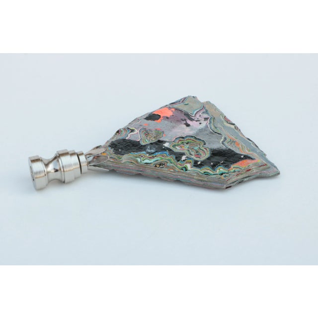 Pop Art Polished Graffiti Lamp Finial on Brushed Nickel For Sale - Image 3 of 5