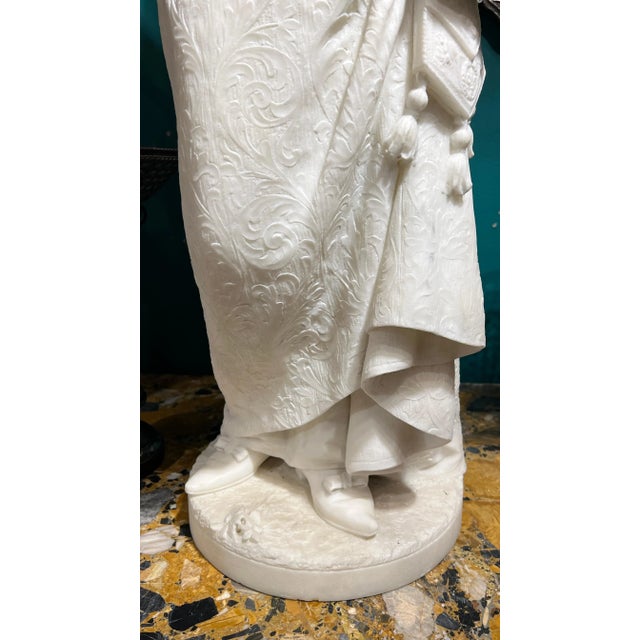 Stone Ferdinando Vichi Italian White Marble Sculpture of a Female For Sale - Image 7 of 10
