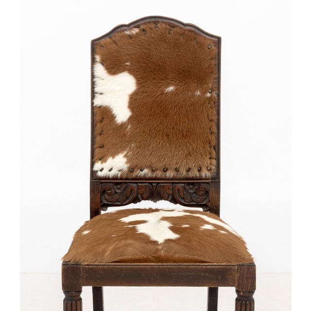 Rustic Cow Hide Upholstered Side Chair For Sale - Image 3 of 7